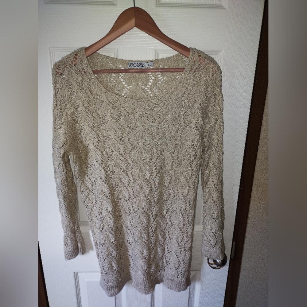 Retro Threads Open Knit Long Sweater